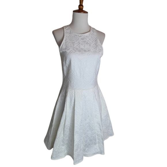 Parker White Textured Sleeveless Fit & Flare Mini Dress Medium NWT - Picture 2 of 10